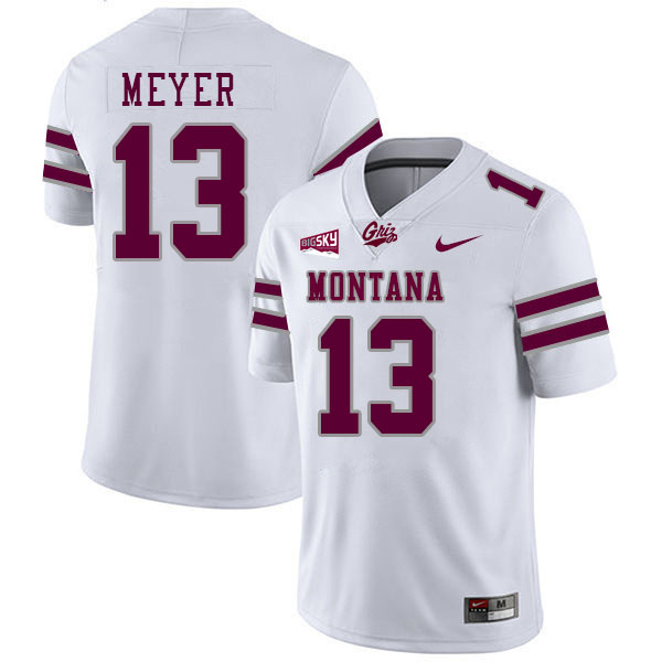 Montana Grizzlies #13 Ryder Meyer College Football Jerseys Stitched Sale-White